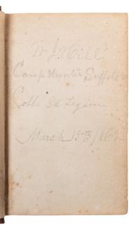 [CIVIL WAR]. Confederate New Testament identified to W.J. Hill, Cobb's Georgia Legion, recovered at Petersburg, VA, 20 April 1863.