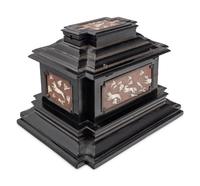 A German Mother-of-Pearl Inlaid Ebonized Jewelry Casket