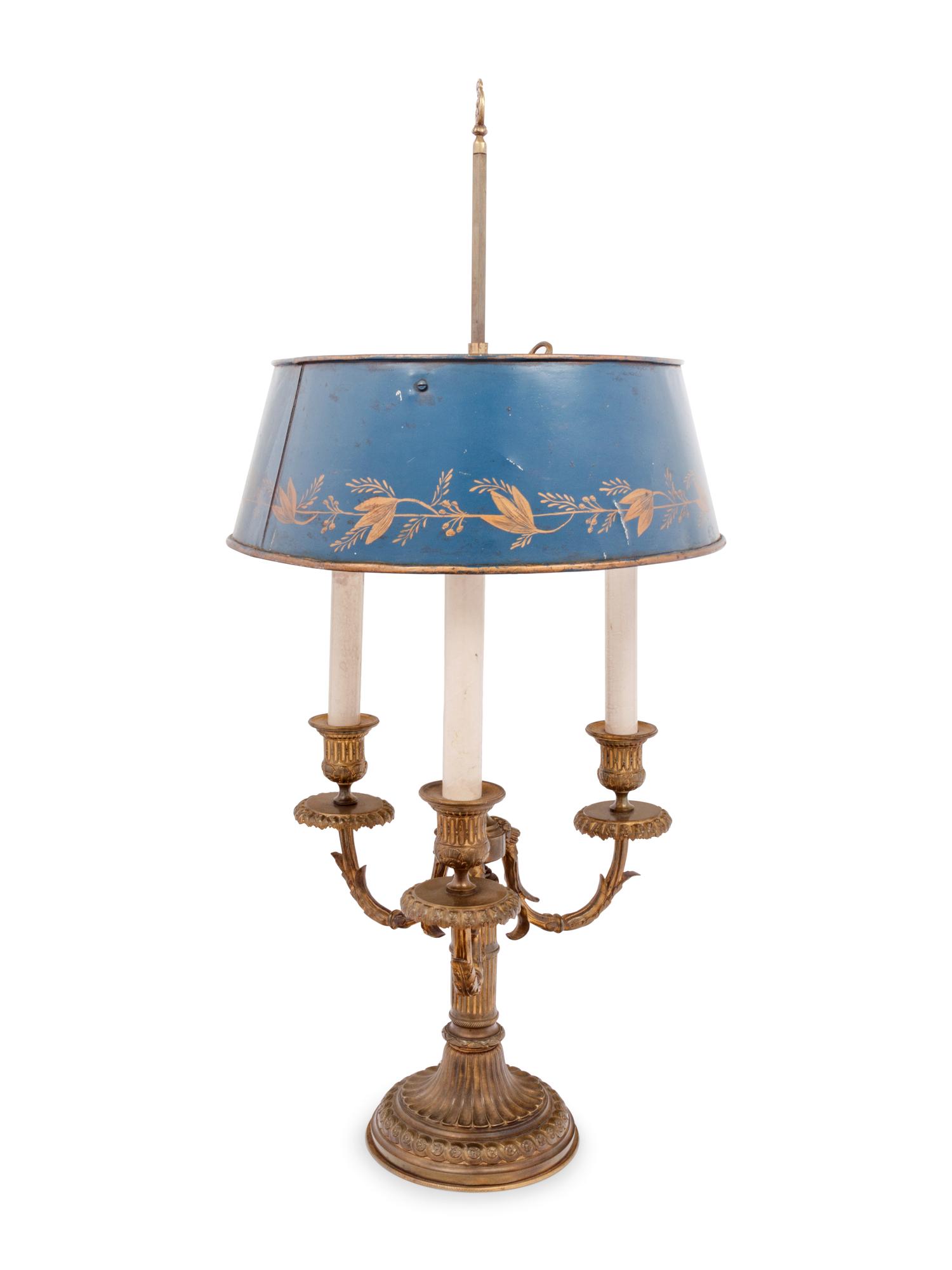 A Neoclassical Bronze Bouillotte Lamp