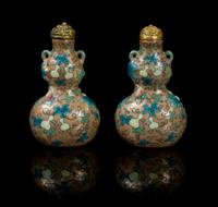 A Pair of Polychrome and Gilt Enameled Porcelain Snuff Bottles LIKELY 18TH/19TH CENTURY — LIKELY 18TH/19TH CENTURY