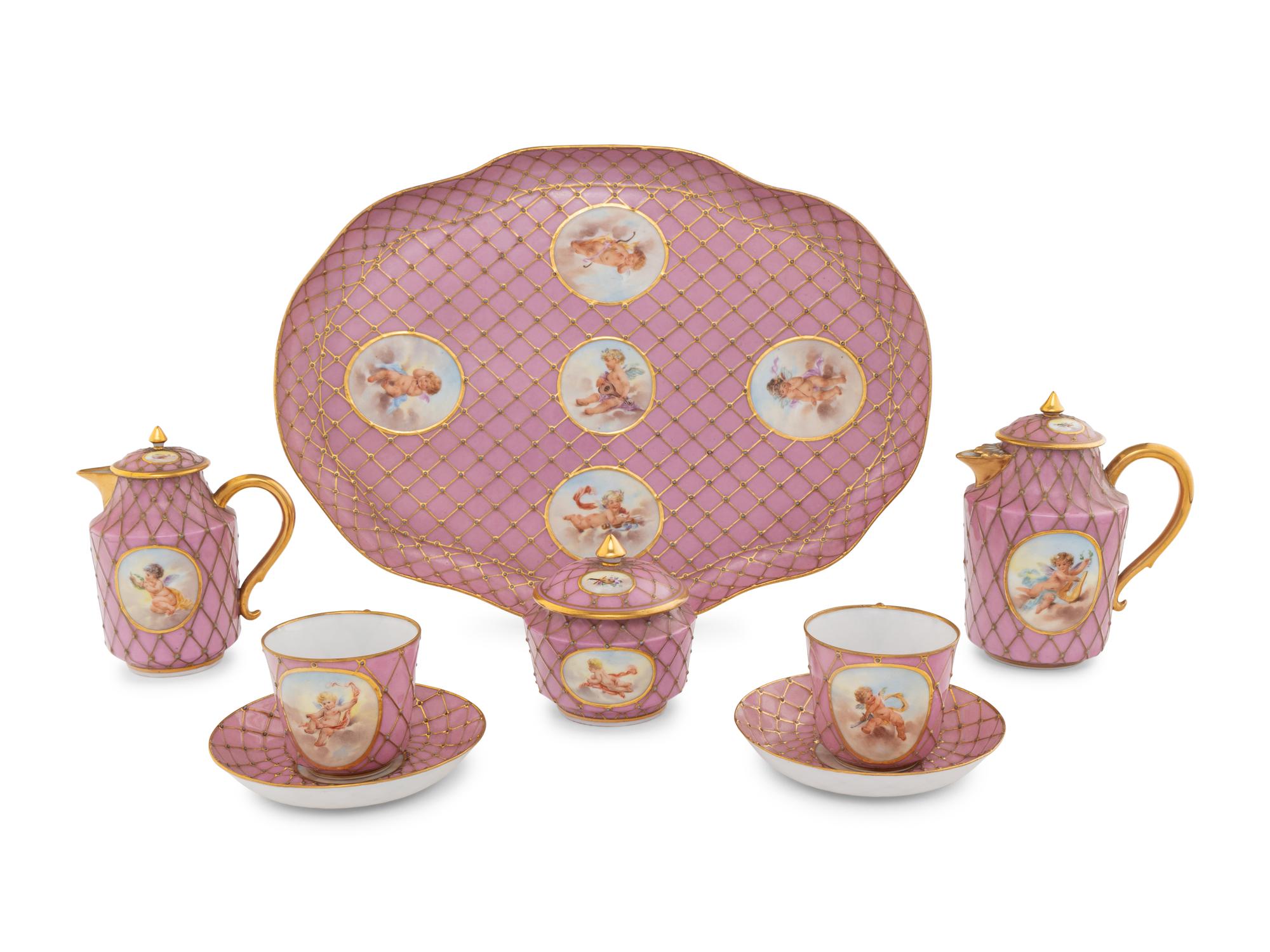 An Assembled Herend Porcelain Six-Piece Tête-à-Tête