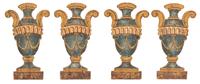 A Set of Four Italian Painted Urn-Form Plaques Height 19 inches. — 19TH CENTURY