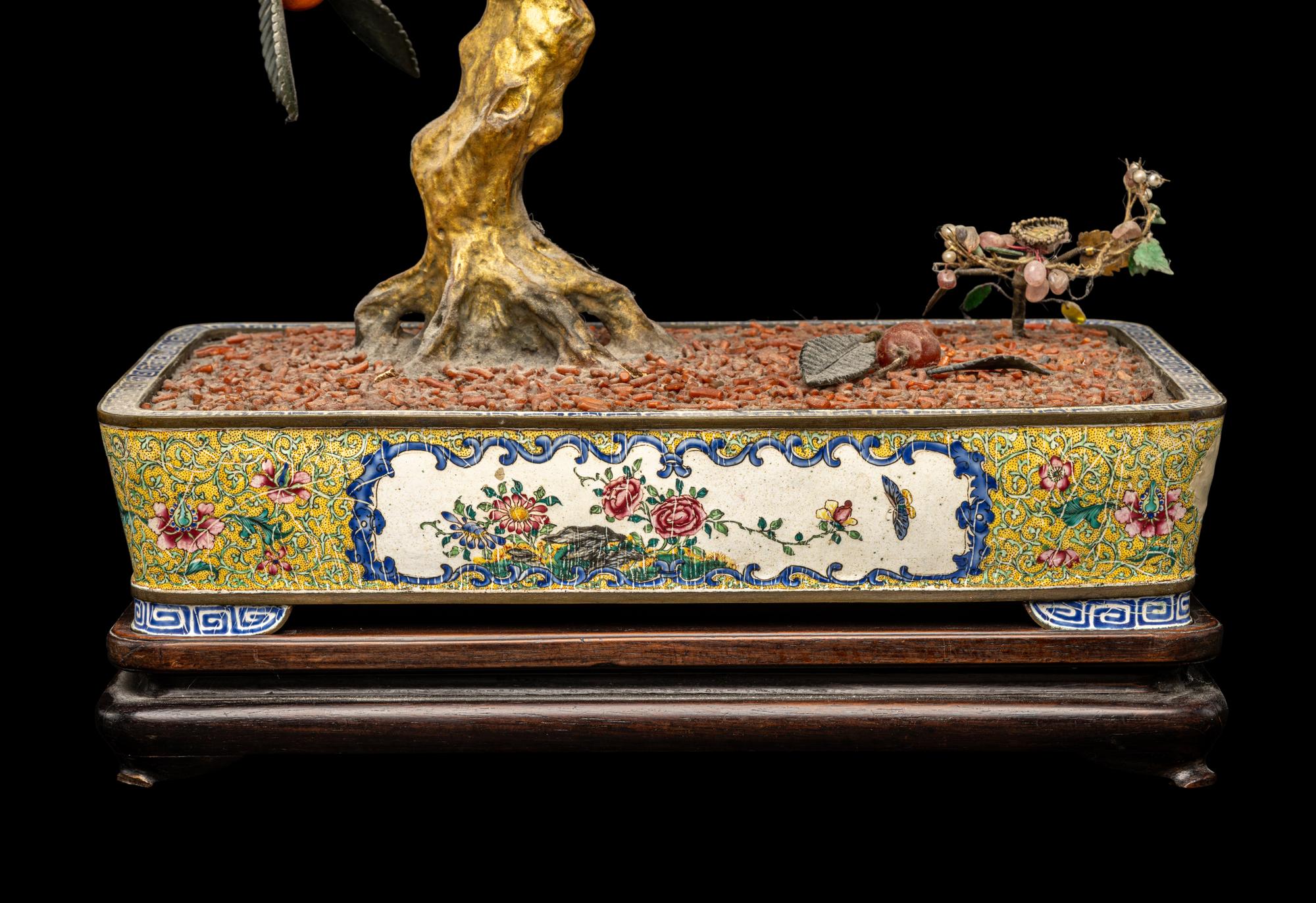 A Chinese Model of a Fruiting Tree in a Canton Enamel Planter