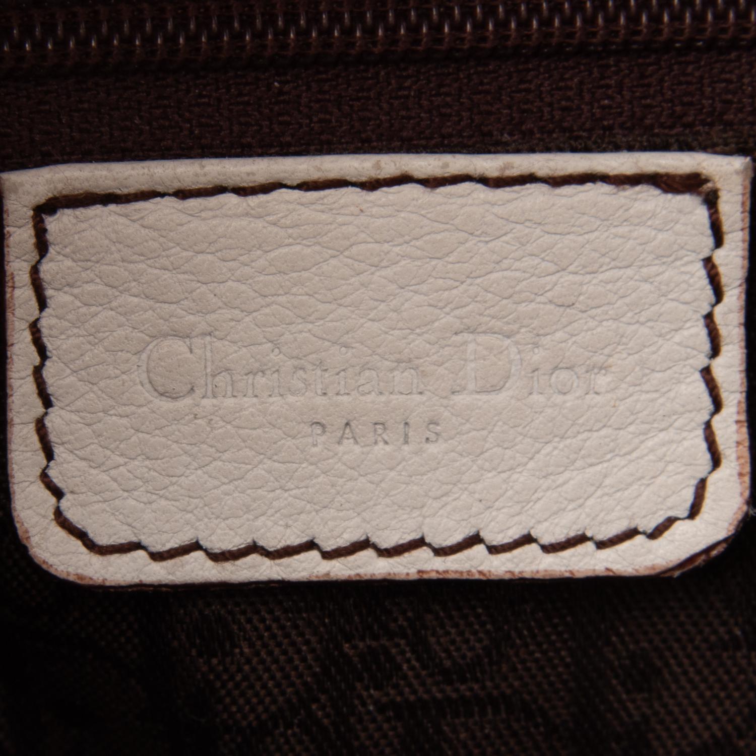 CHRISTIAN DIOR, WHITE LEATHER SADDLE BAG