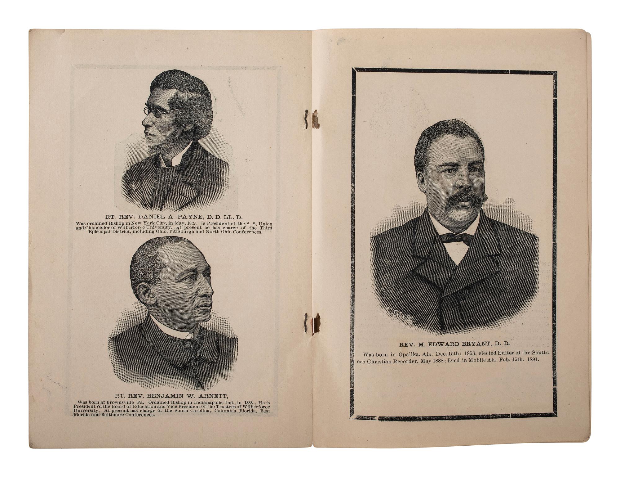 [AFRICAN AMERICANA - RELIGION]. A group of 8 items related to the American Methodist Episcopal Church (A.M.E.), incl. photograph and "Minutes" from conferences held in Pennsylvania and West Texas.
