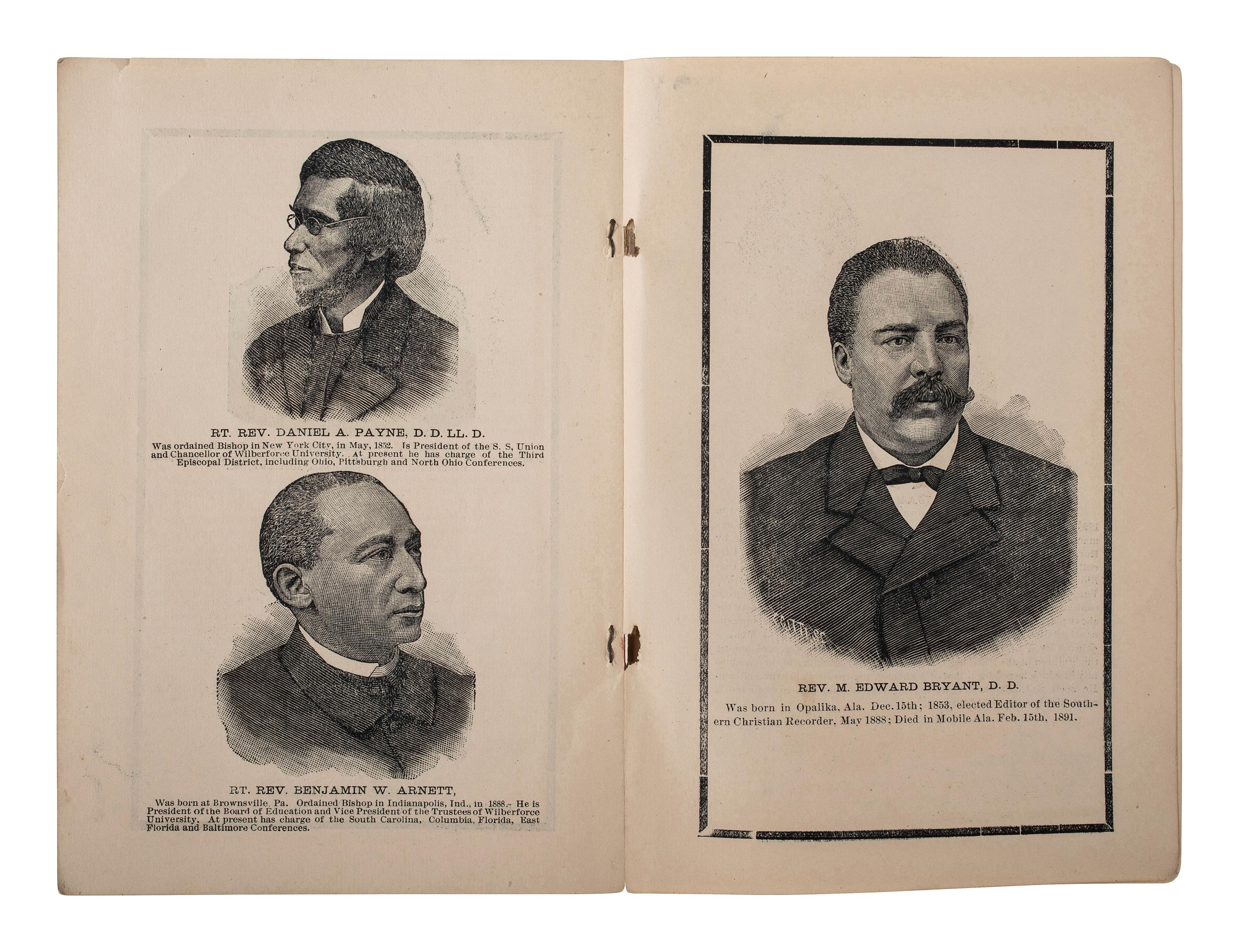 [AFRICAN AMERICANA - RELIGION]. A group of 8 items related to the American Methodist Episcopal Church (A.M.E.), incl. photograph and "Minutes" from conferences held in Pennsylvania and West Texas.