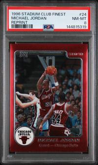 A 1996 Stadium Club Finest Michael Jordan 1984 Star Reprint Basketball Card No. 24 (PSA 8 NM-MT)