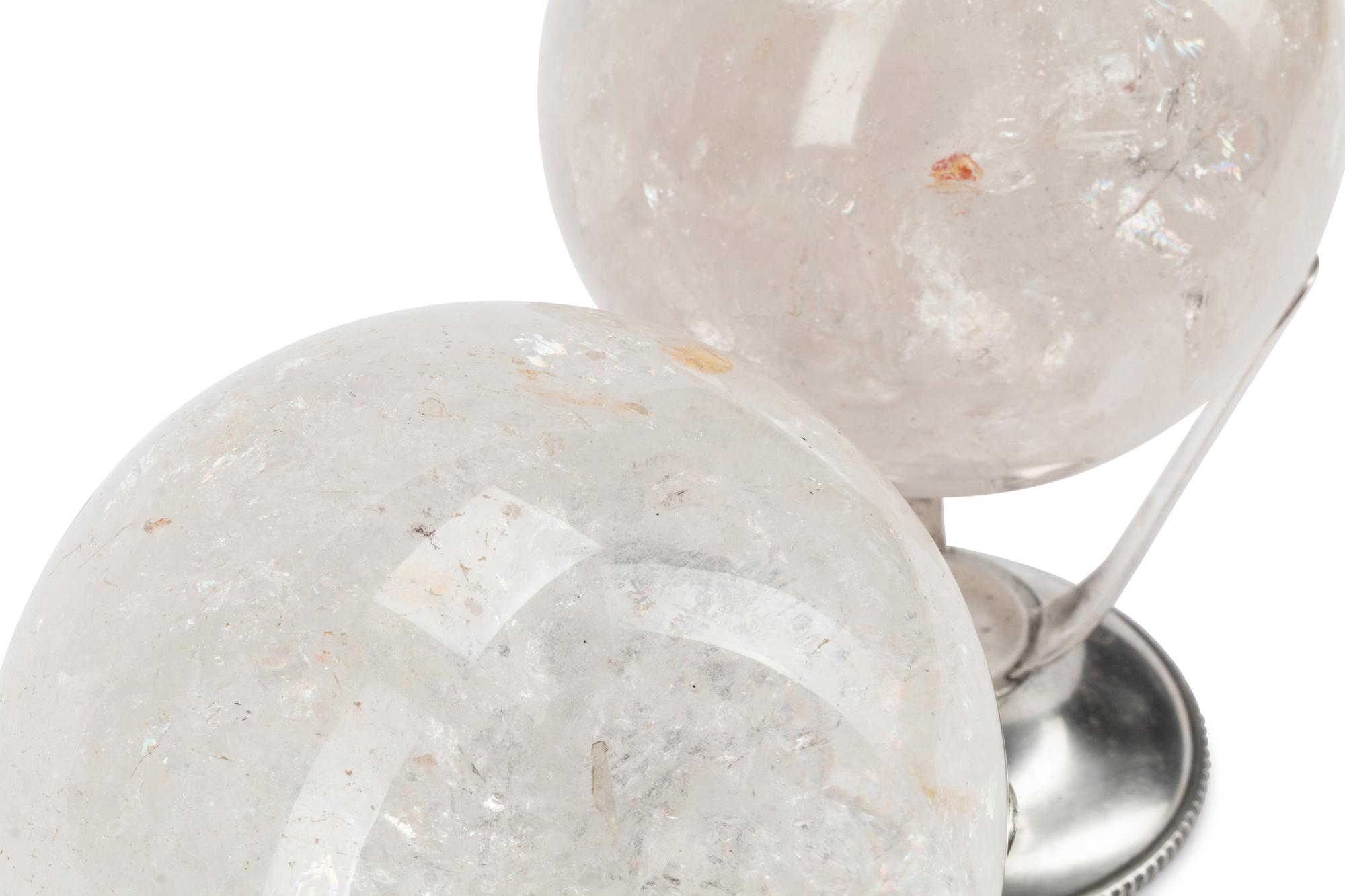 A Pair of Silver-Plate and Rock Crystal Table Ornaments