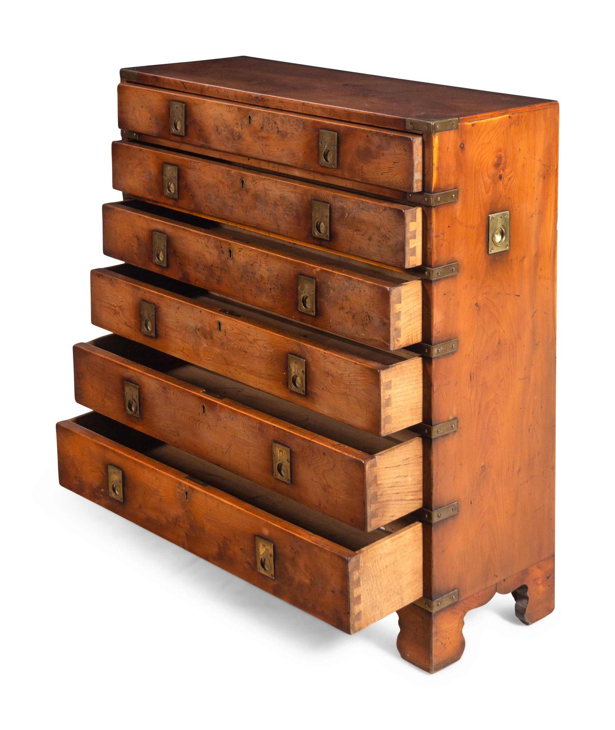 A Pair of Campaign Style Burlwood Chests