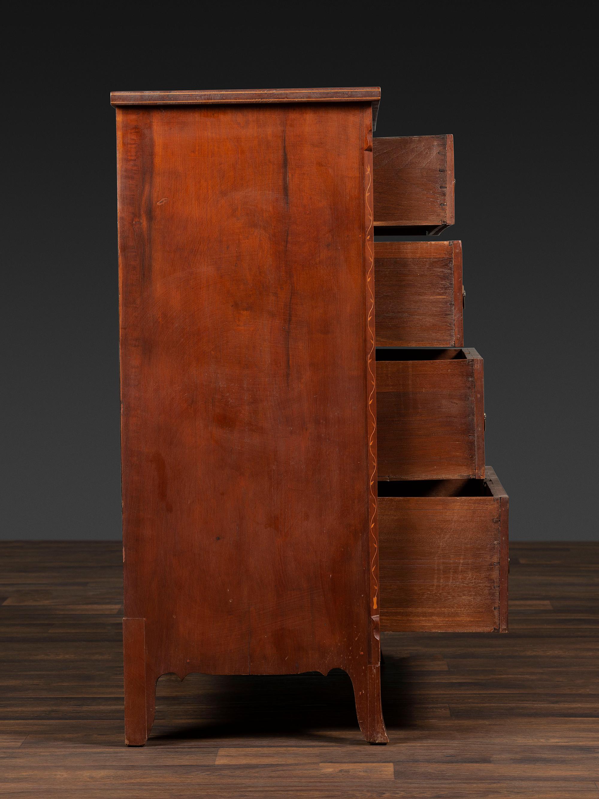 A Federal Vine and Leaf Inlaid Cherrywood Chest of Drawers