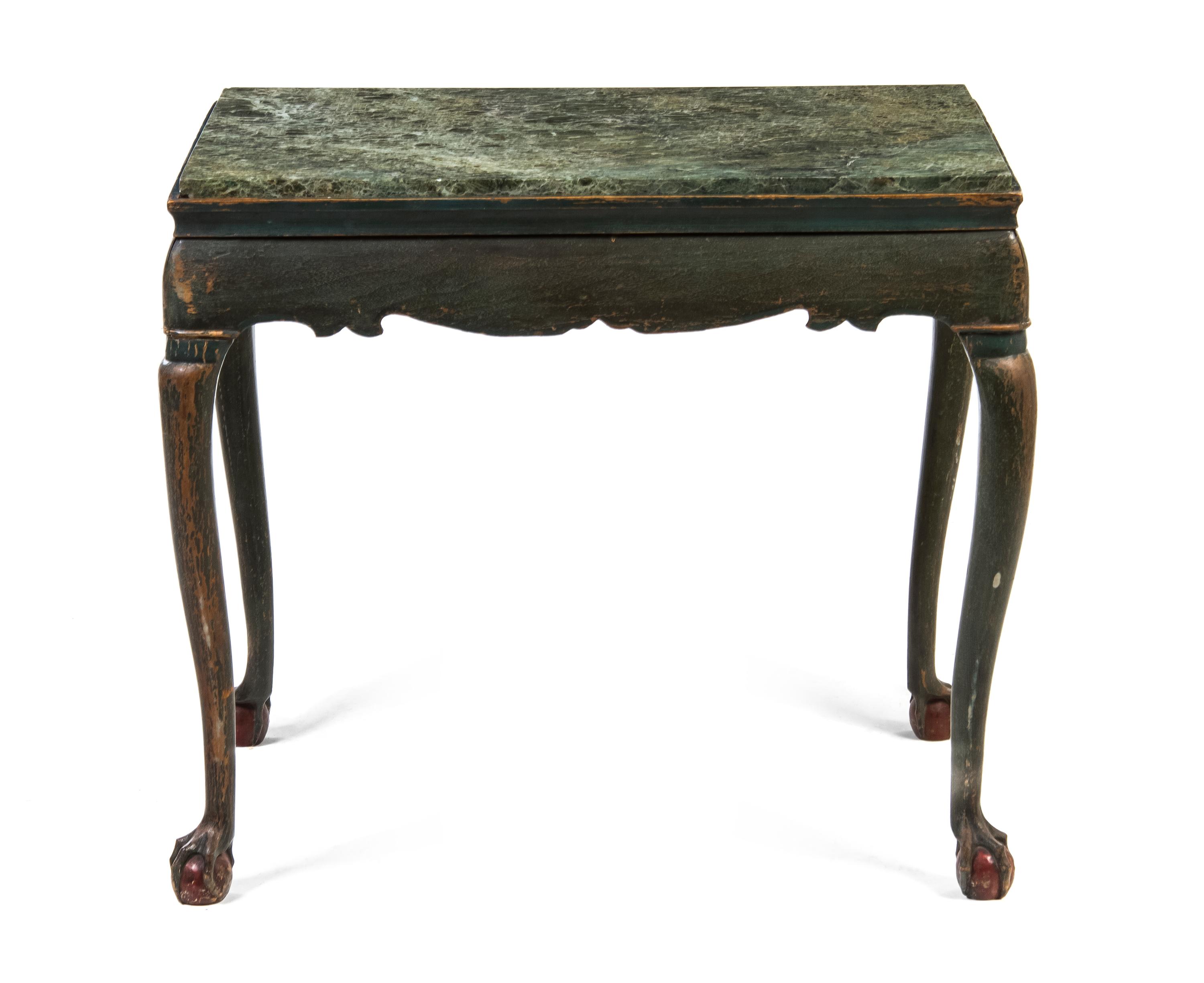 A Chinese Export Painted Center Table, Height 29 5/8 x width 34 x depth 23 1/4 inches.