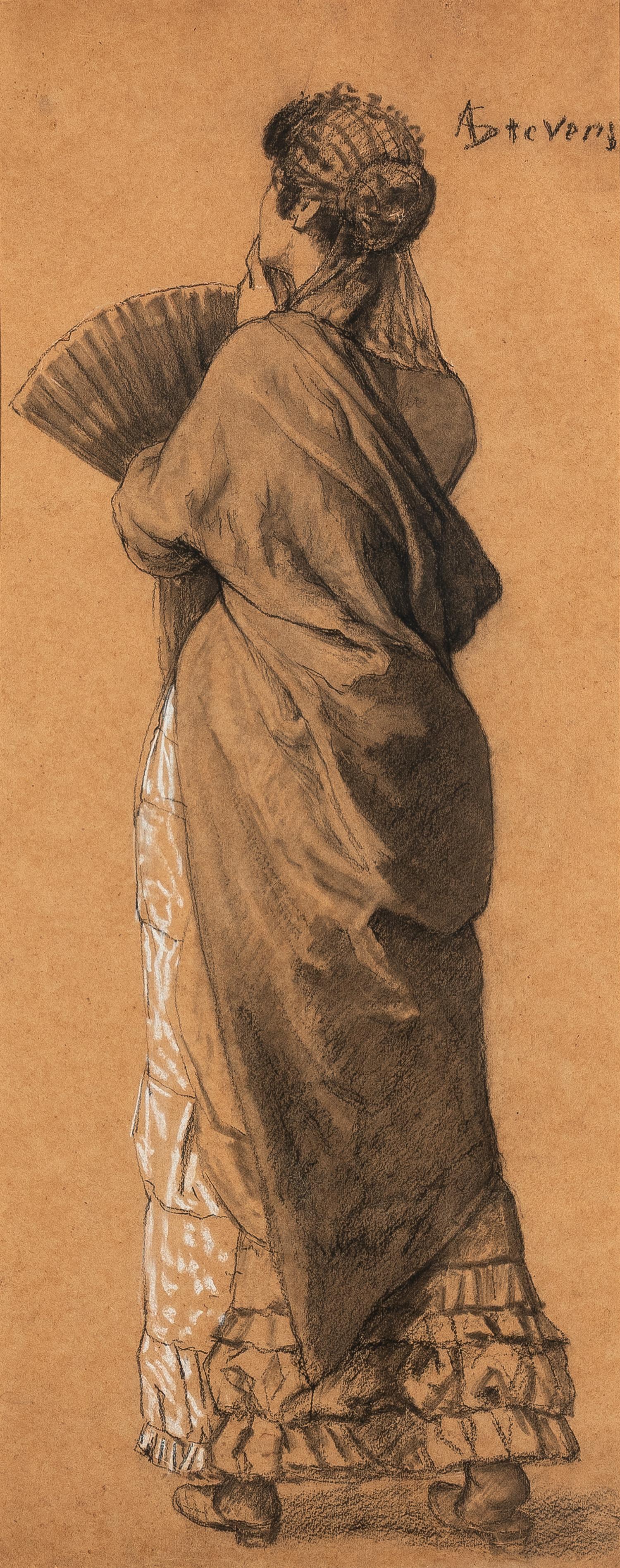 Attributed to Alfred Stevens (Belgian, 1823–1906) — Dame à l'Éventail