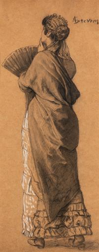 Attributed to Alfred Stevens (Belgian, 1823–1906) — Dame à l'Éventail