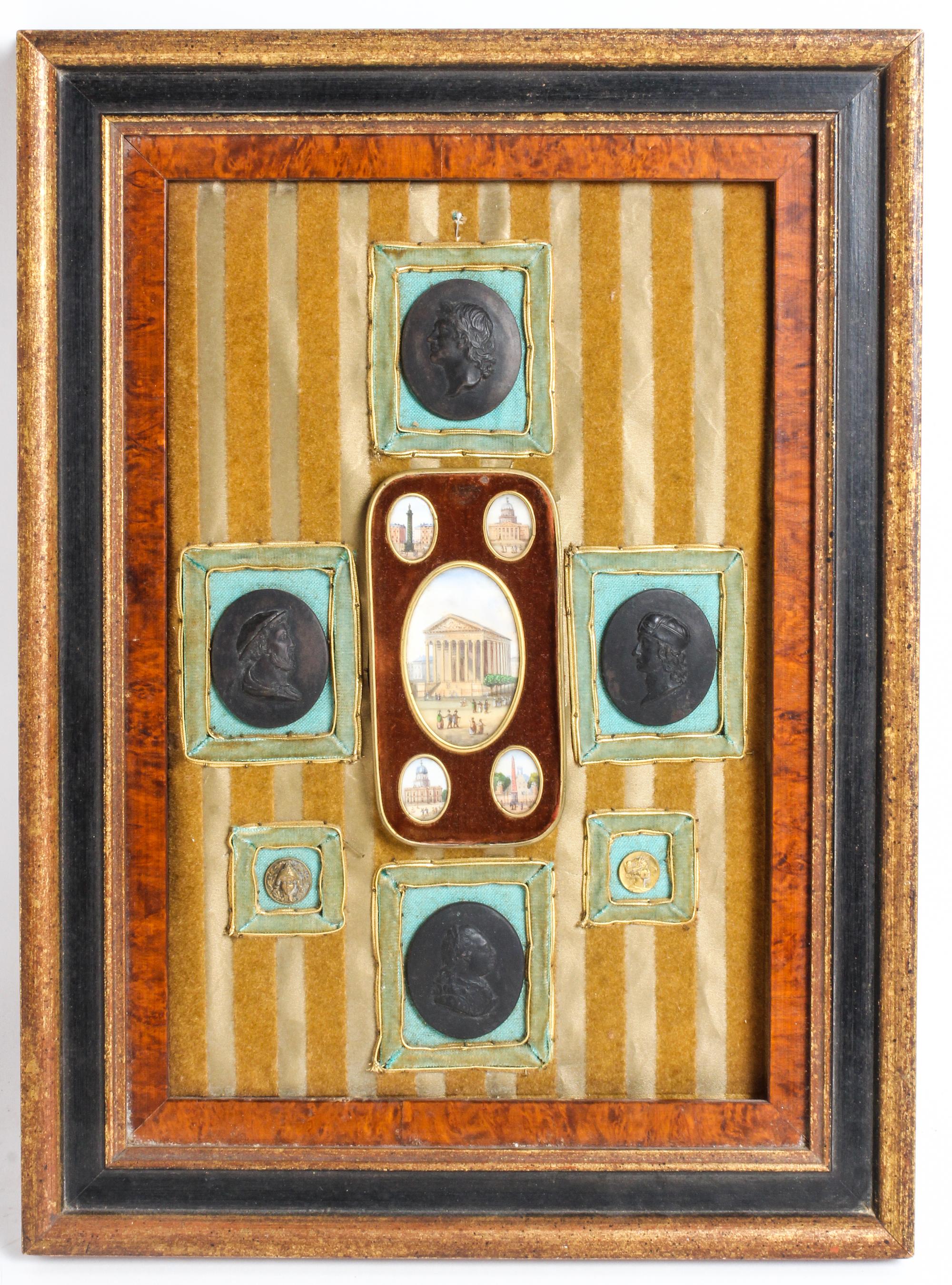 A Framed Group of Grand Tour Articles Framed: 18 x 13 1/4 inches. — 19TH CENTURY