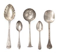 A Collection of Georgian Silver Spoons, Various Makers, comprising two trefid form table spoons; a Hanoverian table spoon; a George III