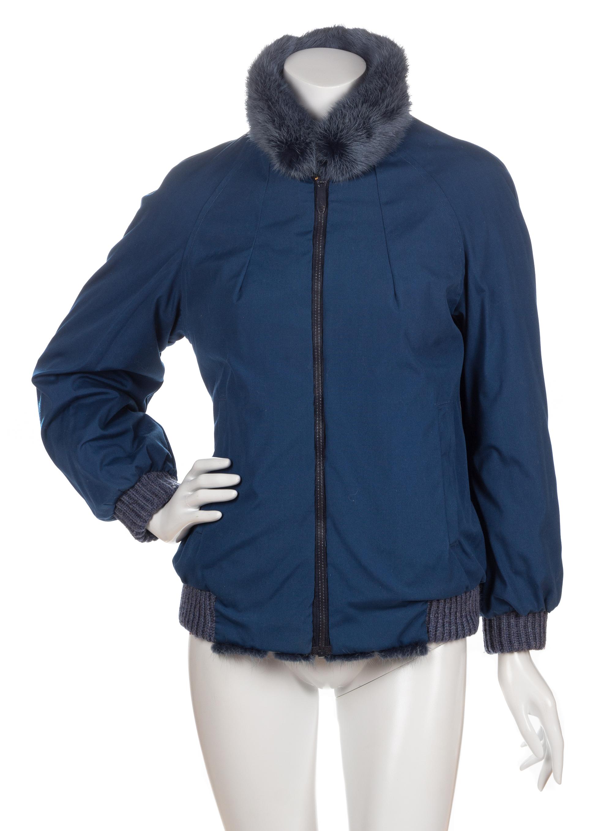 A Blue Grey Fur Sweater Coat,