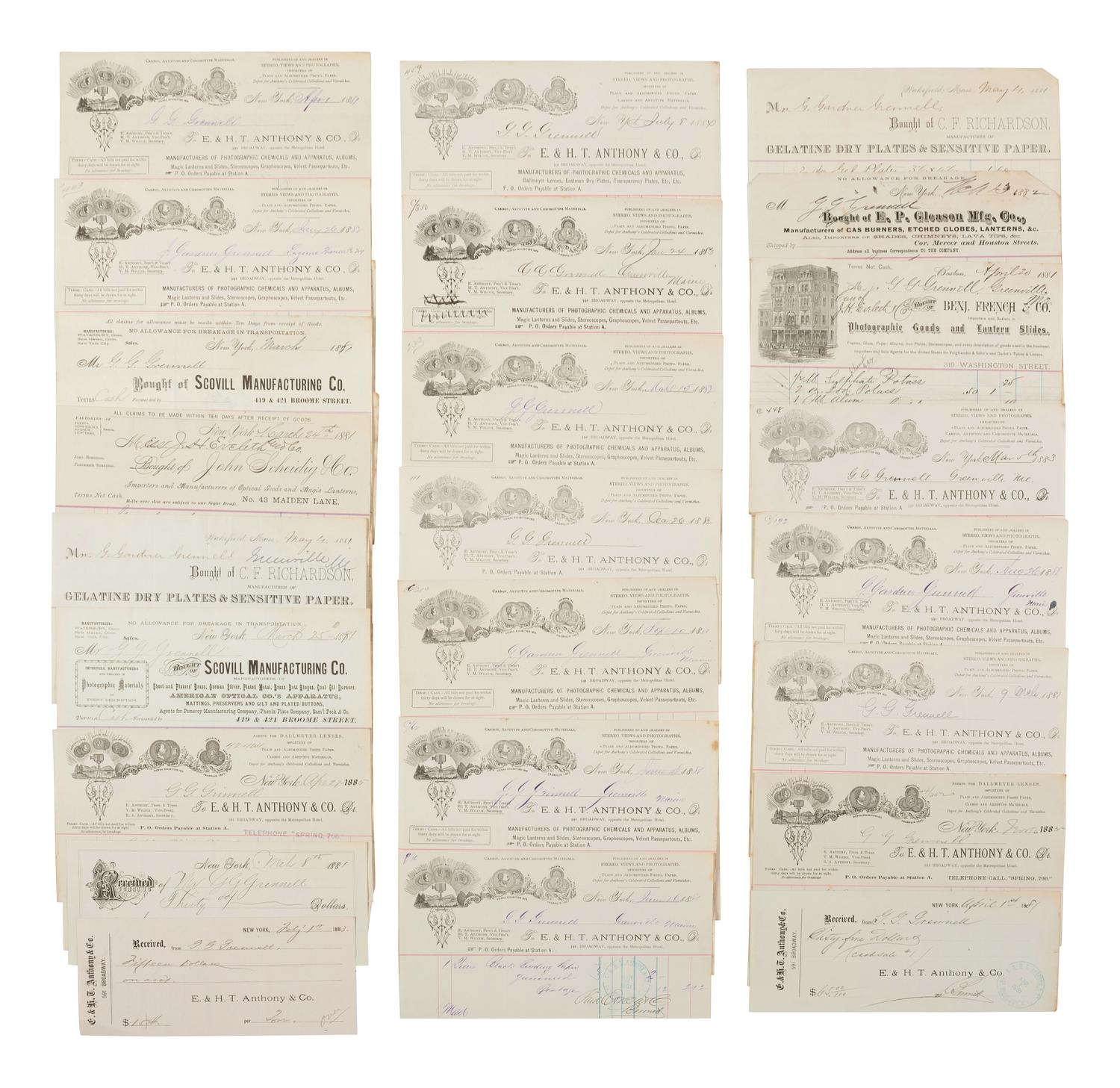 [EARLY PHOTOGRAPHY]. Collection of photographic supply billheads and correspondence.