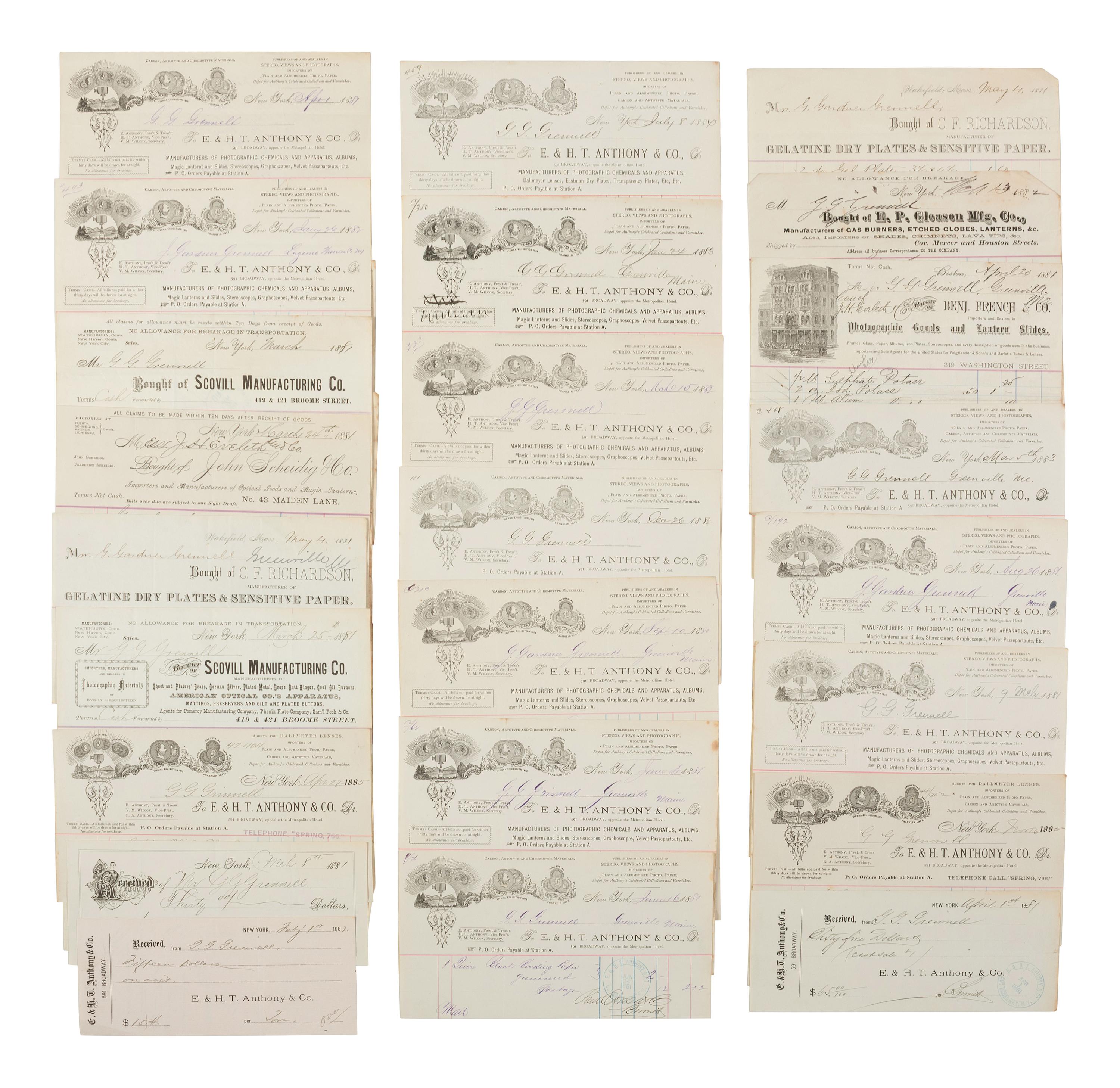 [EARLY PHOTOGRAPHY]. Collection of photographic supply billheads and correspondence.