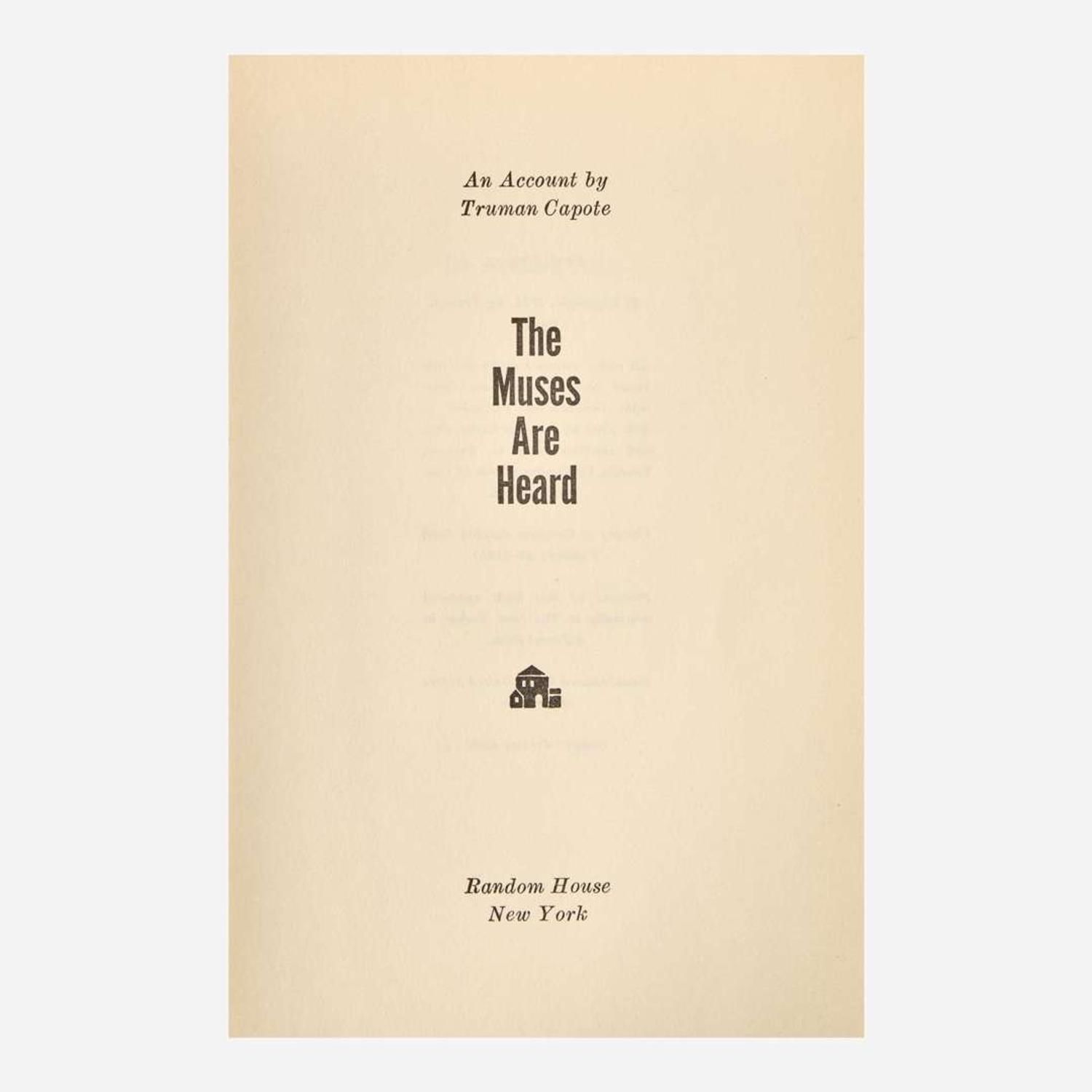 [Literature] Capote, Truman Group of 4 First Editions