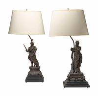 A Pair of Continental Bronze Figural Lamps