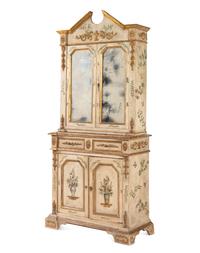 An Italian Polychrome and Cream-Painted and Parcel-Gilt Cabinet