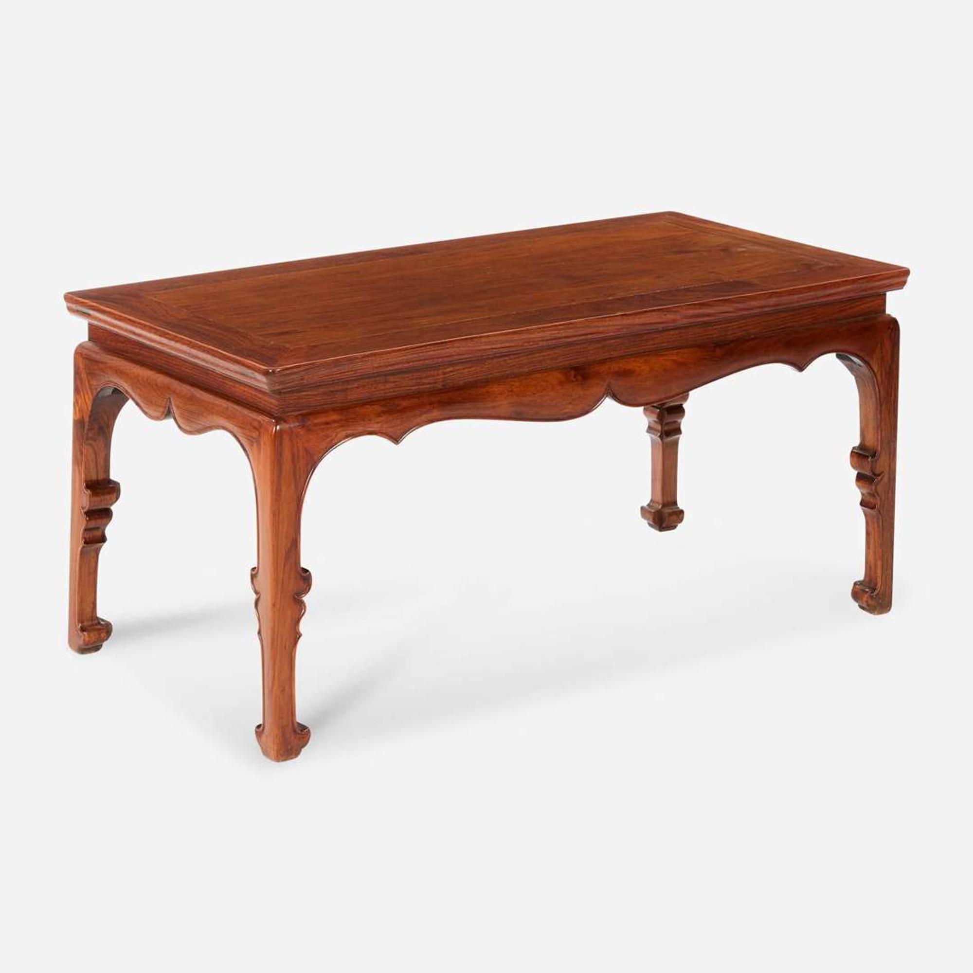 A Chinese Ming dynasty style carved hardwood low table 明式硬木矮方桌,
