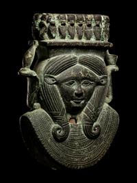 An Egyptian Bronze Hathor Sistrum Terminal