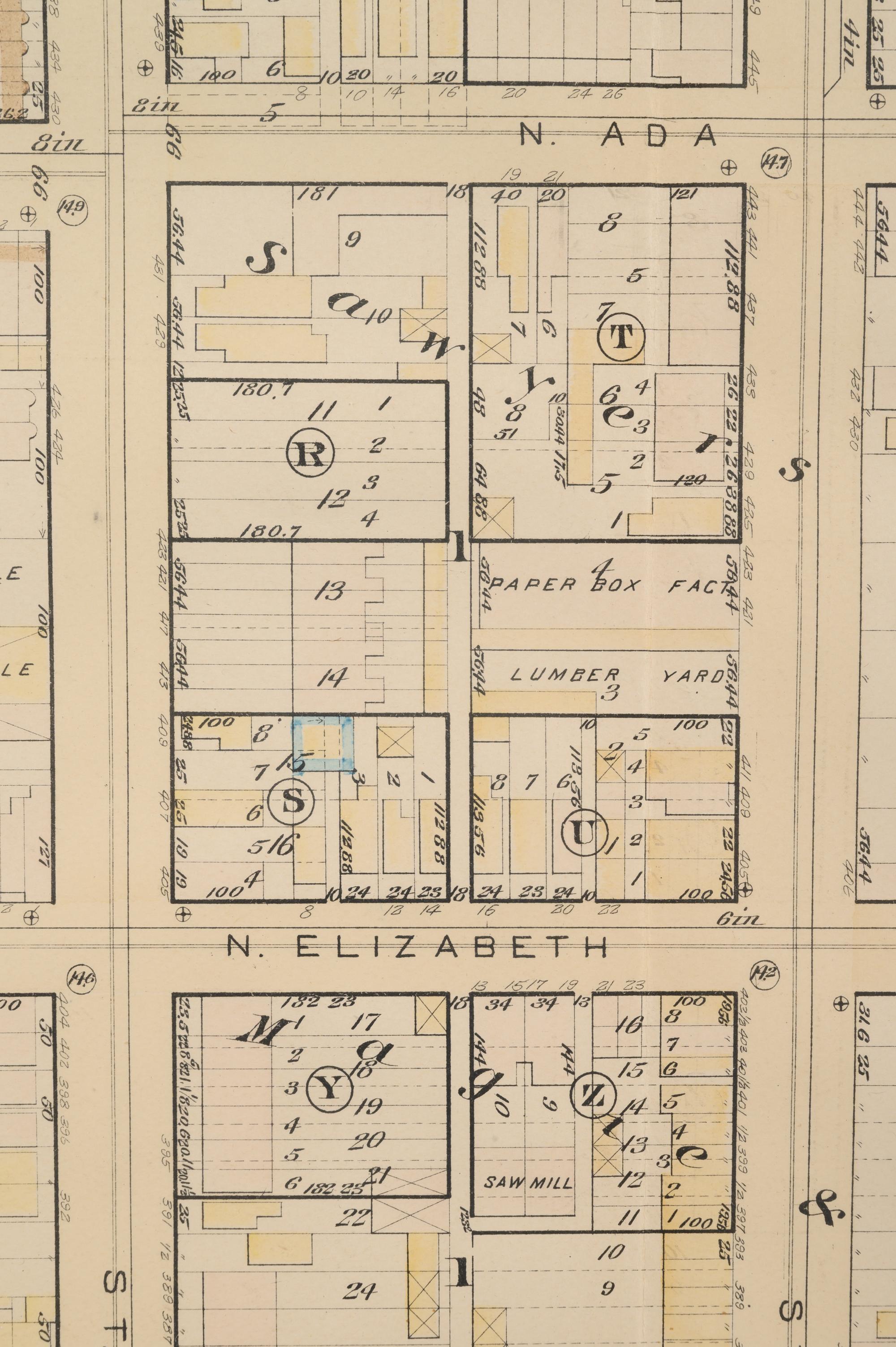 A group of 5 maps of Chicago streets, comprising: