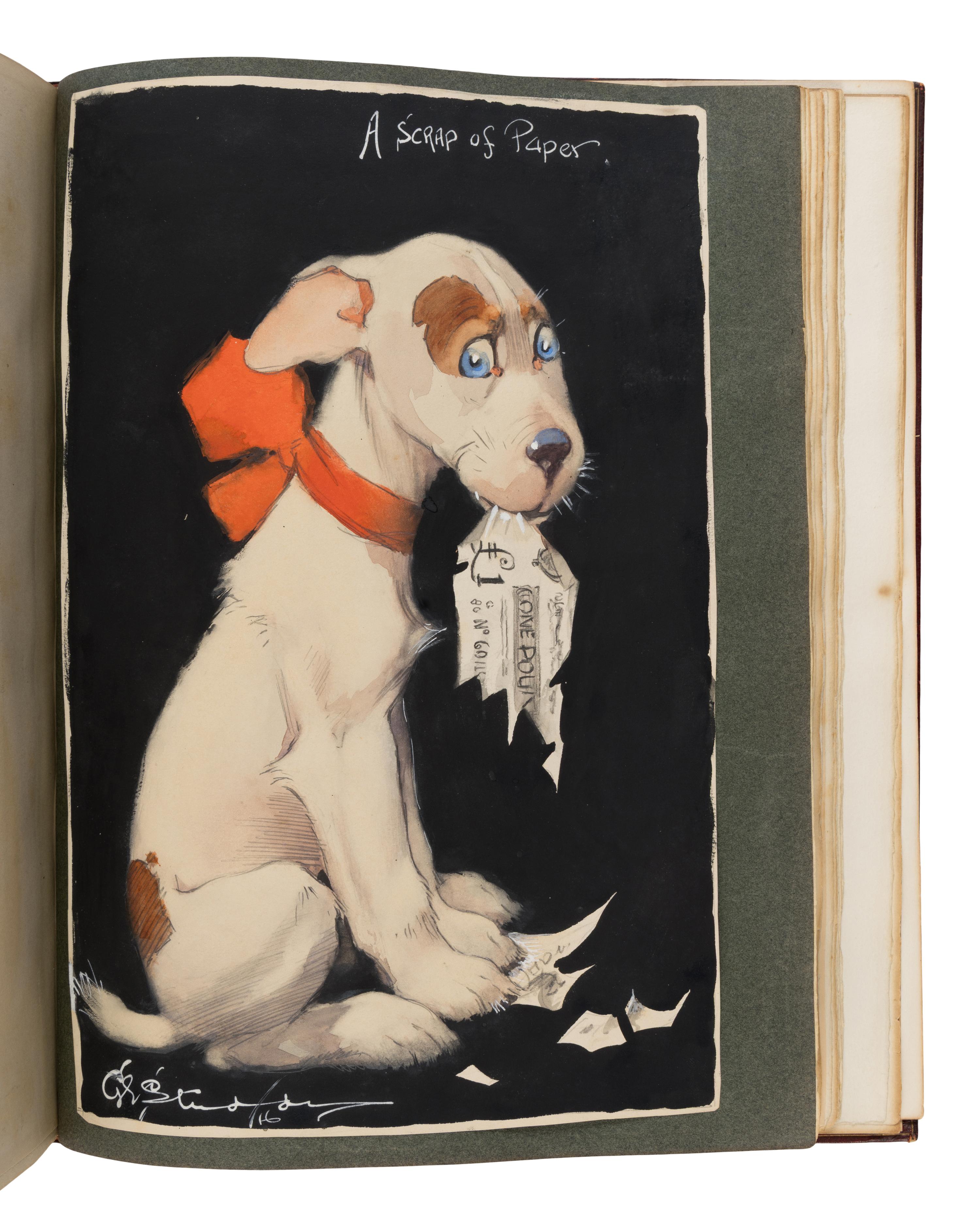 [The Red Cross]. An exceptional album of autographs, letters, and original artwork assembled to benefit the British Red Cross during WWI. [N.p.: N.p.], 1917.
