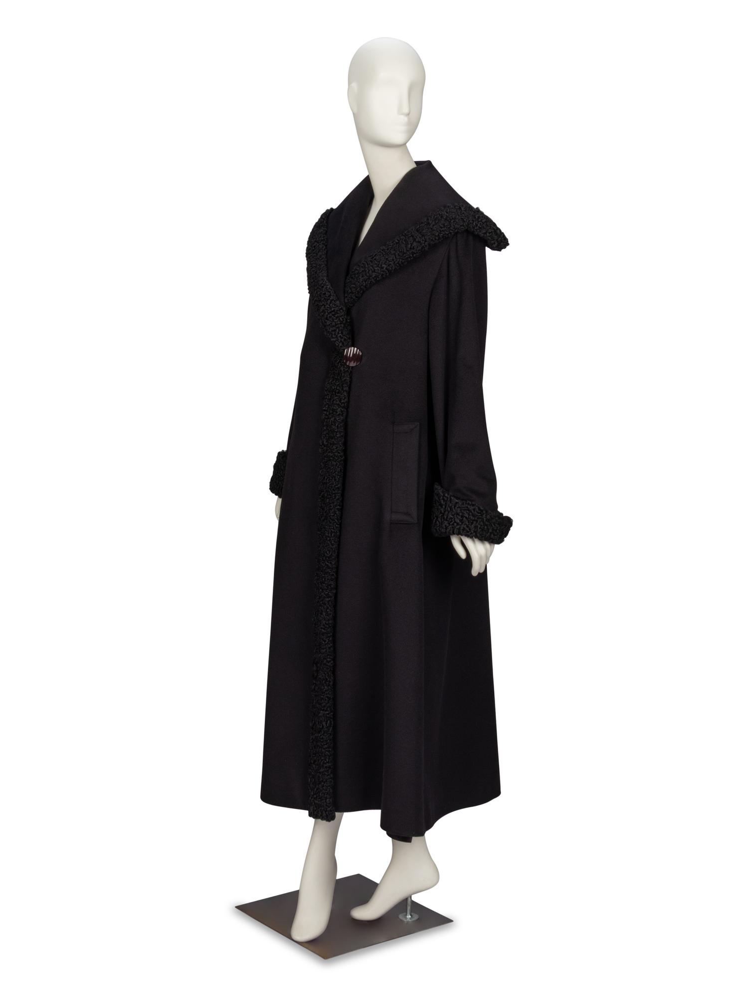 Yves Saint Laurent, Wool Coat with Astrakhan Trim