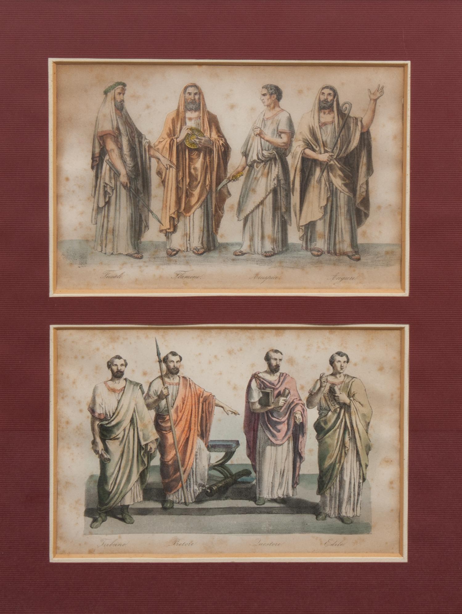 A Set of Twelve Italian Handcolored Lithographs Height 21 x width 16 inches (framed).