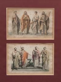 A Set of Twelve Italian Handcolored Lithographs Height 21 x width 16 inches (framed).