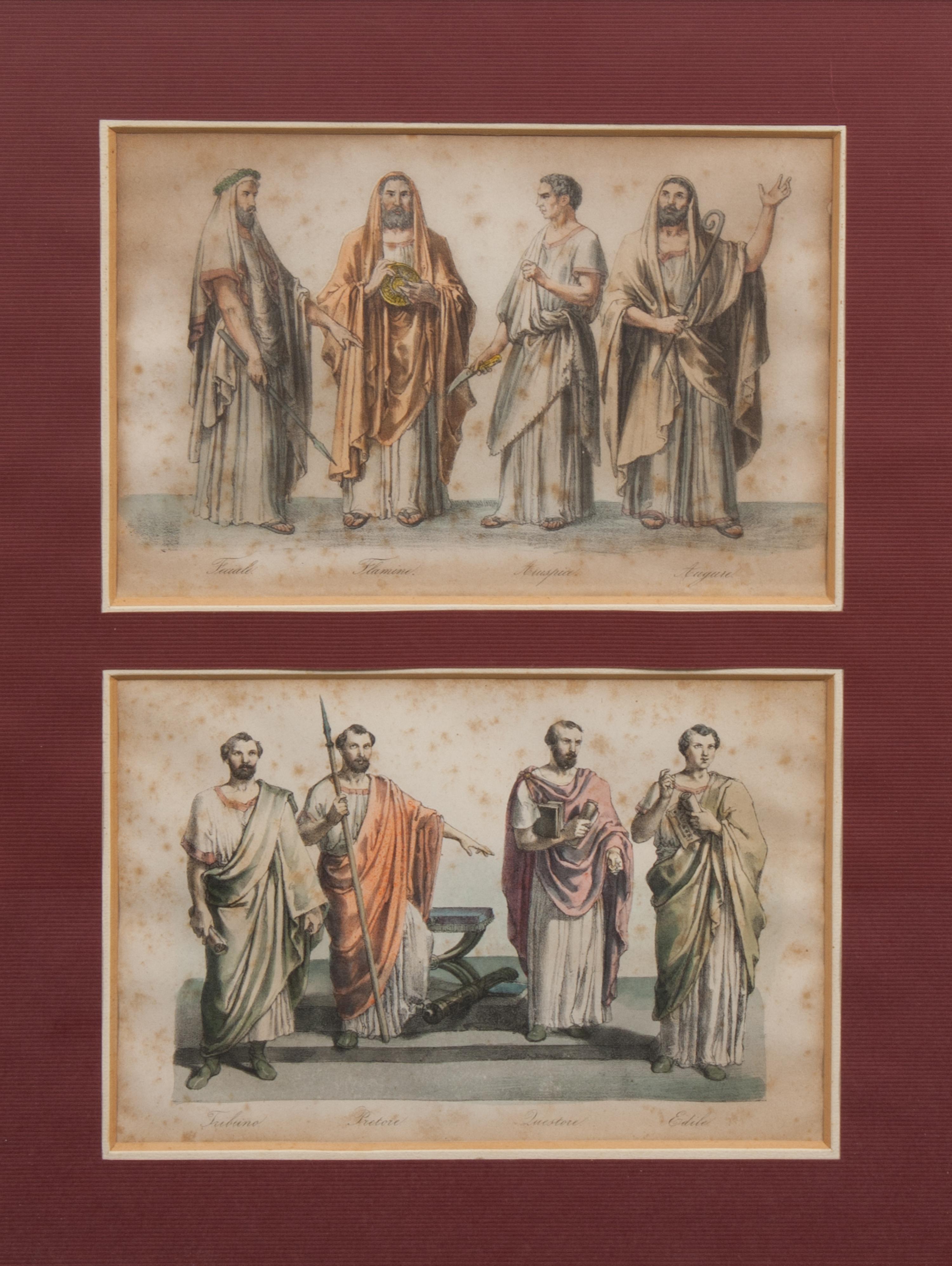 A Set of Twelve Italian Handcolored Lithographs Height 21 x width 16 inches (framed).