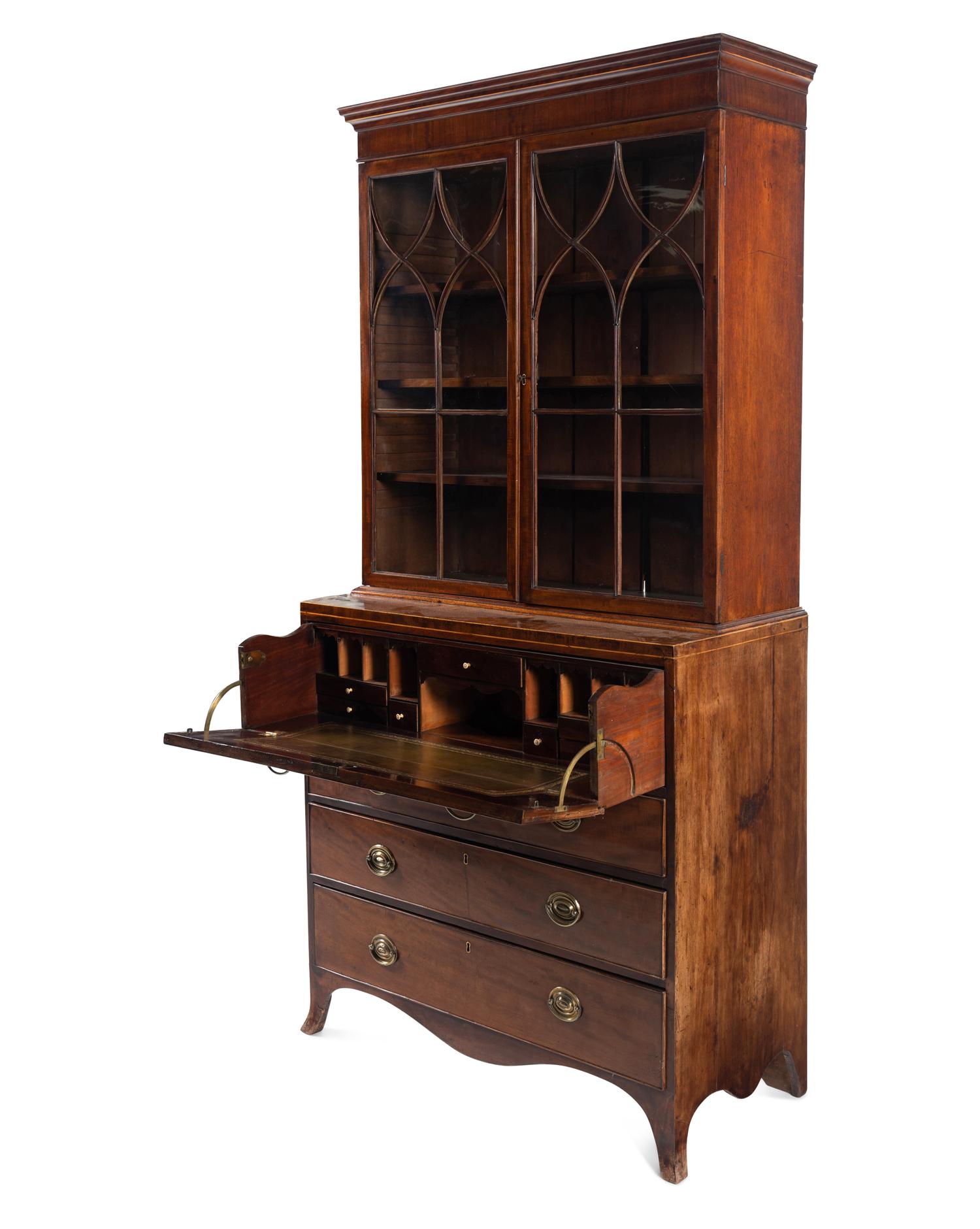 A George III Mahogany Bureau Bookcase