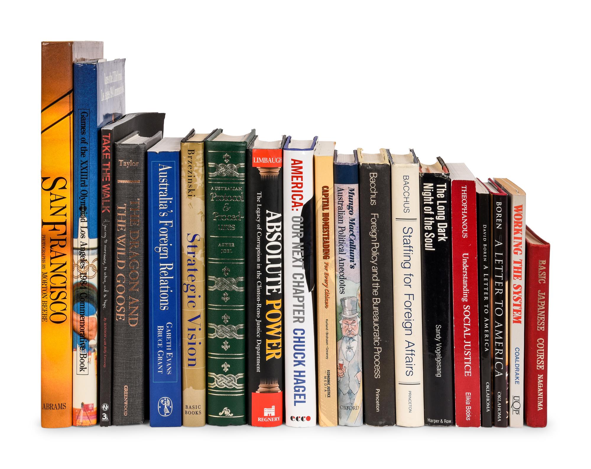 [PERKINS, Edward Joseph (1928-2020)]. [POLITICS]. A group of 18 works in 19 volumes related to politics, most signed or inscribed to Perkins, including: