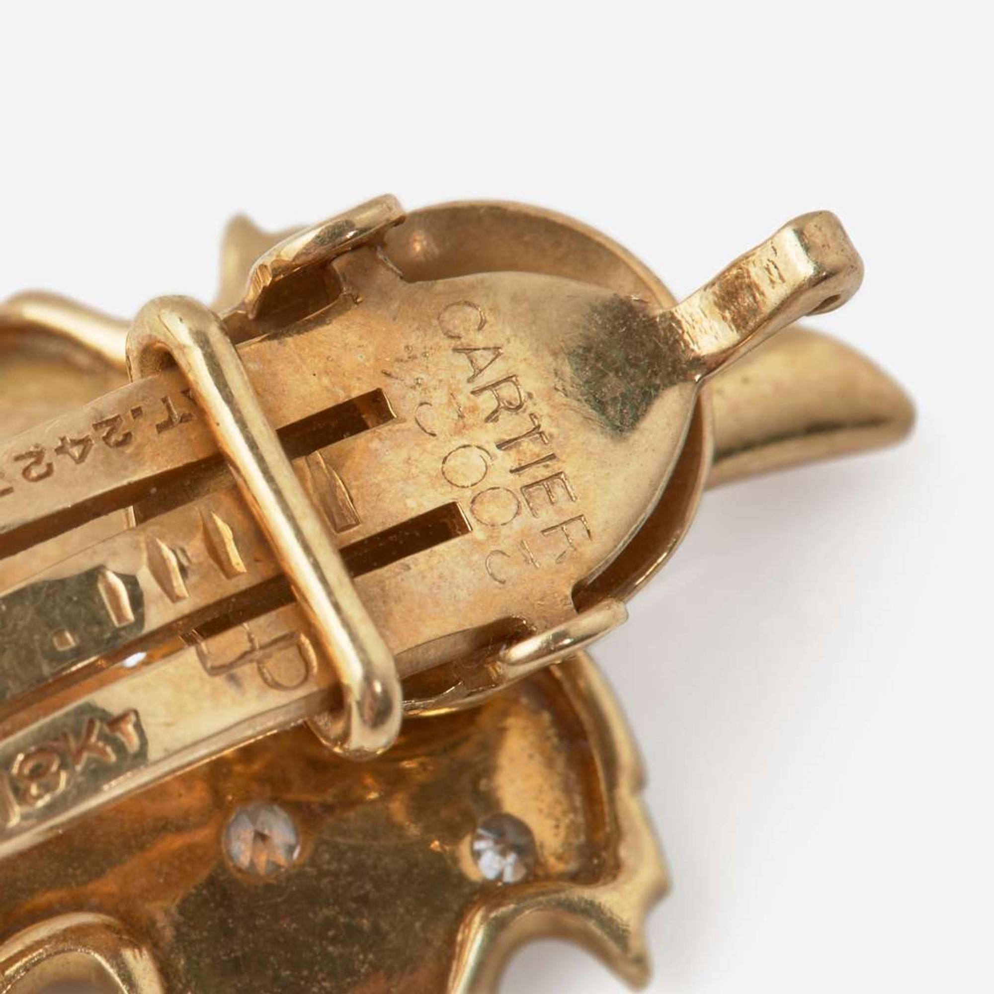 Two Pairs of Cartier Yellow Gold and Diamond Ear Clips Cartier