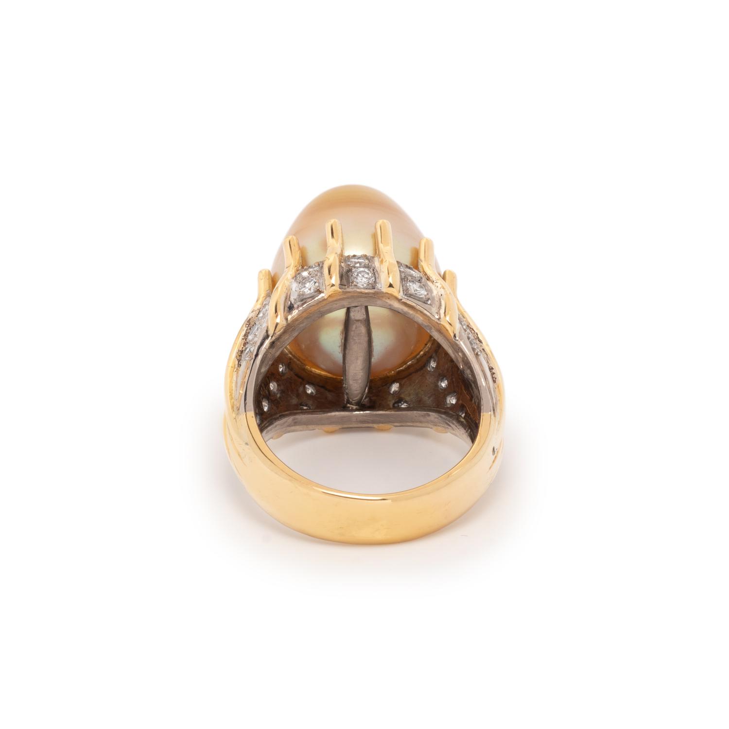 BAROQUE CULTURED PEARL AND DIAMOND RING
