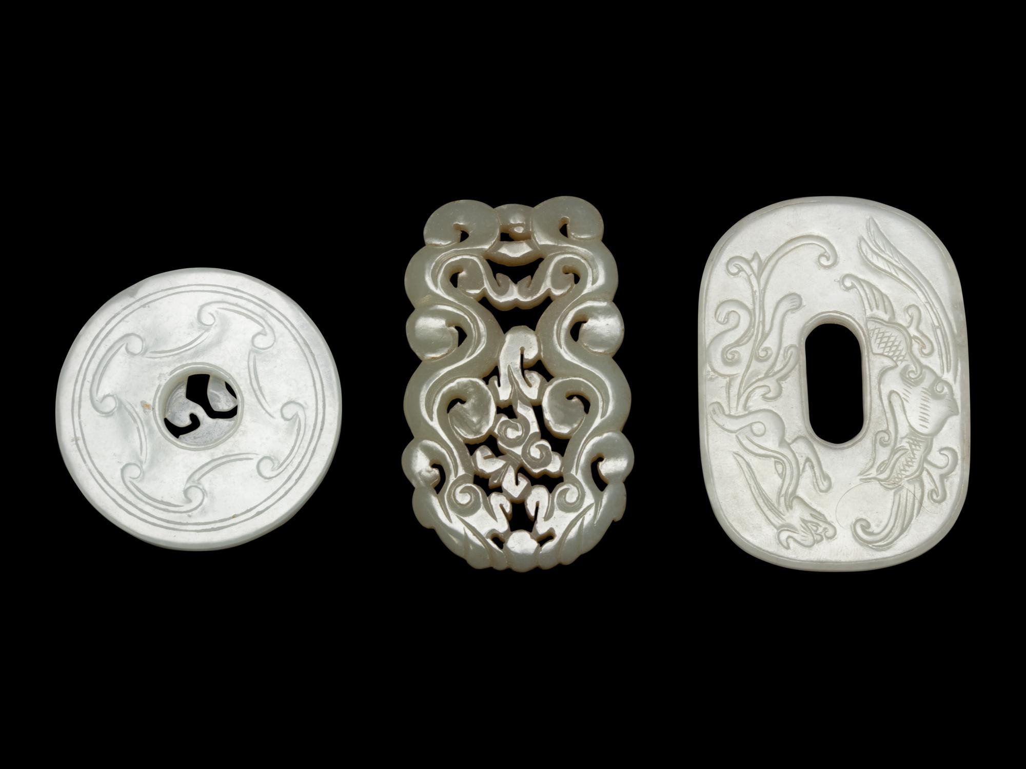 Three Chinese Jade Bi Disks