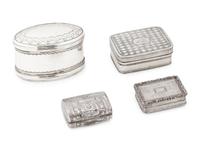 Three Georgian Silver Vinaigrettes and a Hester Bateman Nutmeg Grater