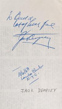 A Group of Heavyweight Champion Jack Dempsey Items Including a Letter from Tex Rickard's Widow With Fascinating Content,