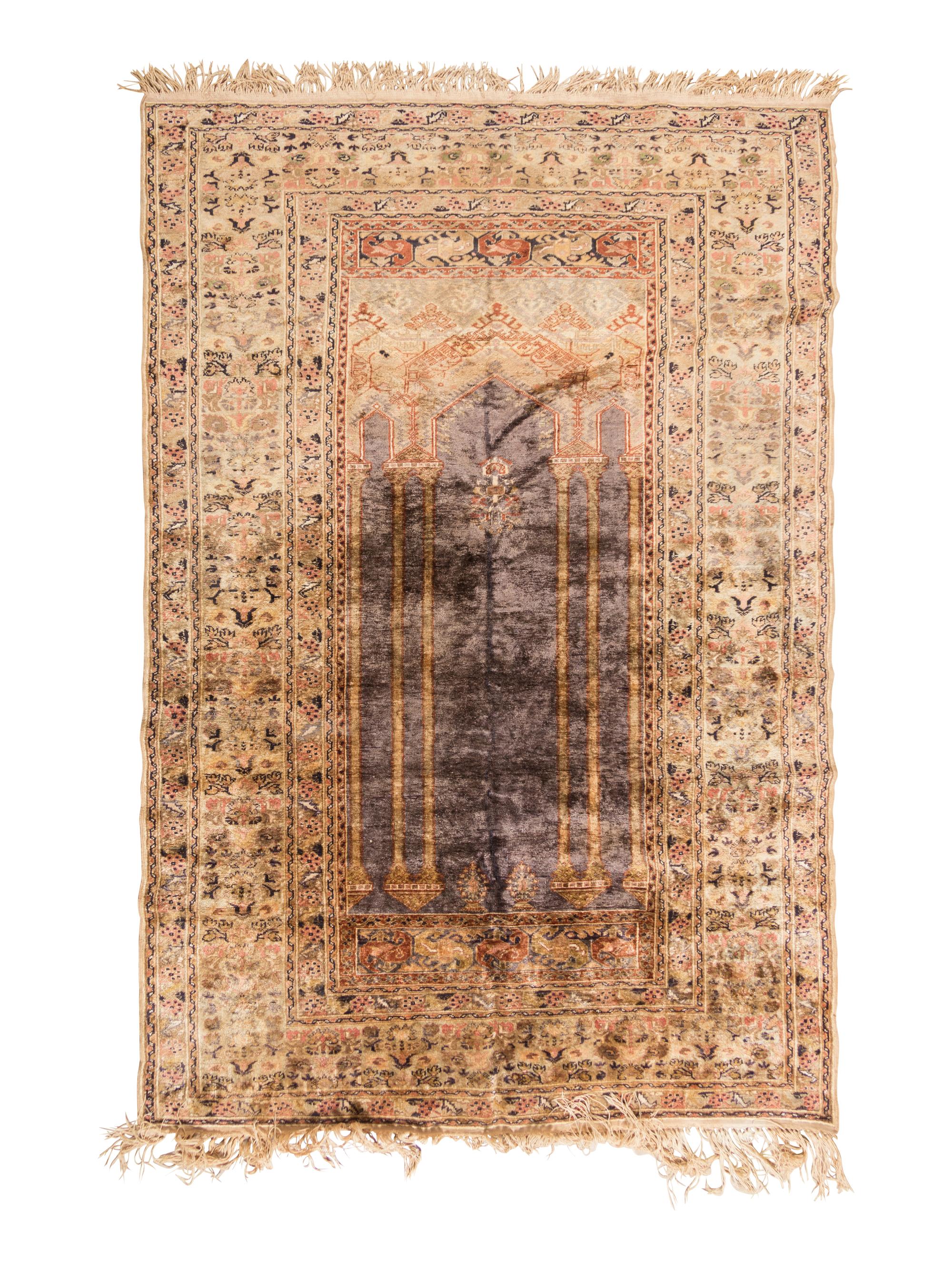 A Turkish Silk Prayer Rug