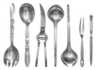 A Group of Fourteen Danish Silver Serving Articles, Georg Jensen Silversmithy. Copenhagen, Mid-20th Century and Later, comprising a Cac