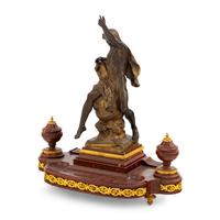 A French Gilt and Patinated Bronze Mounted Marble Encrier