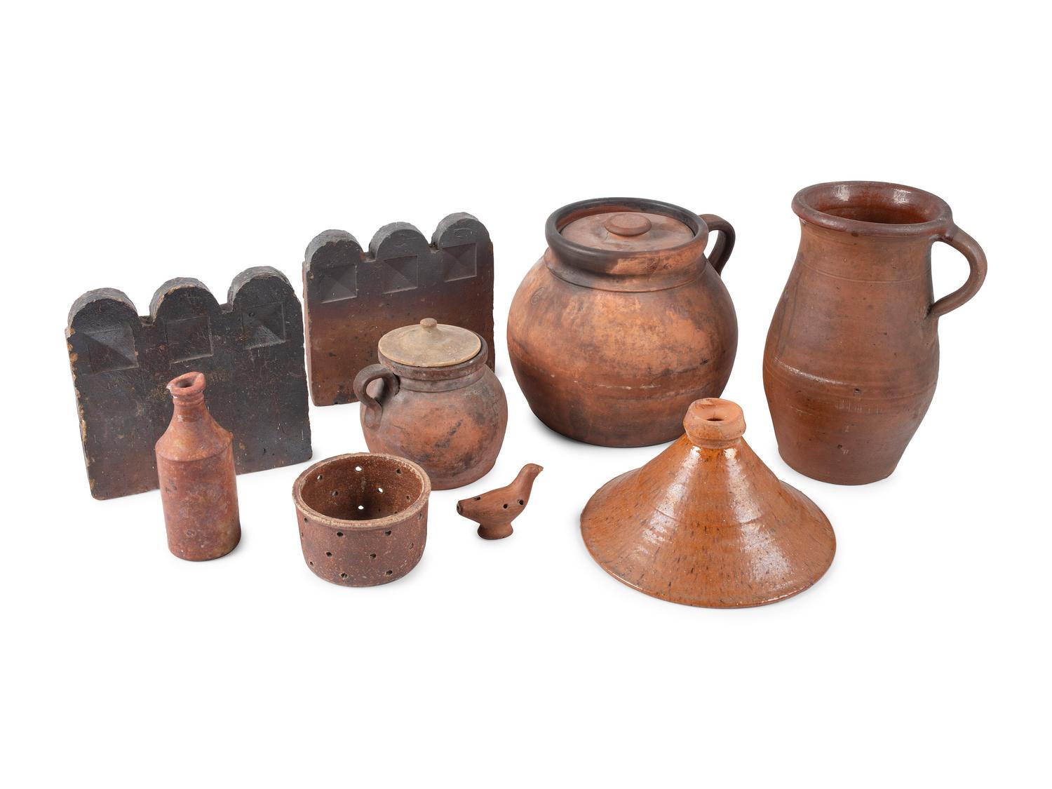 Nine Redware Vessels