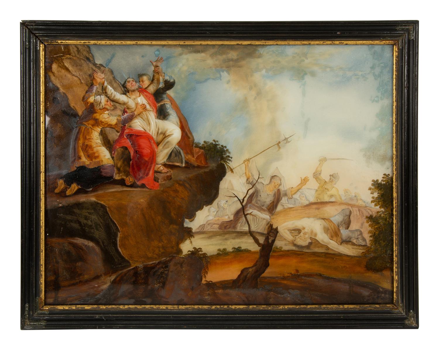Five Continental Reverse Paintings on Glass with Religious Scenes