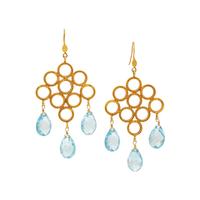 HIGH KARAT GOLD AND BLUE TOPAZ EARRINGS
