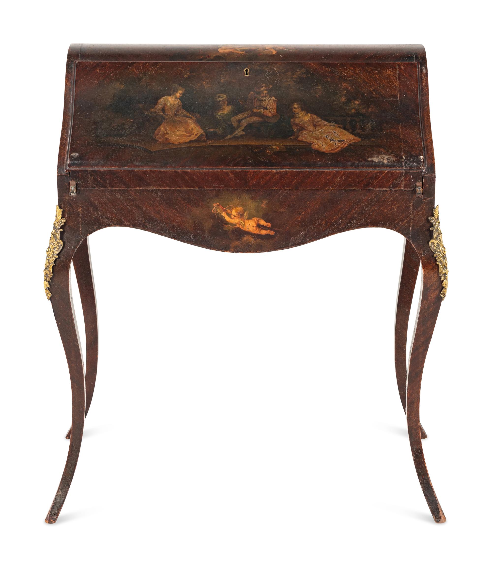 A Louis XV Style Painted Slant-Front Bureau