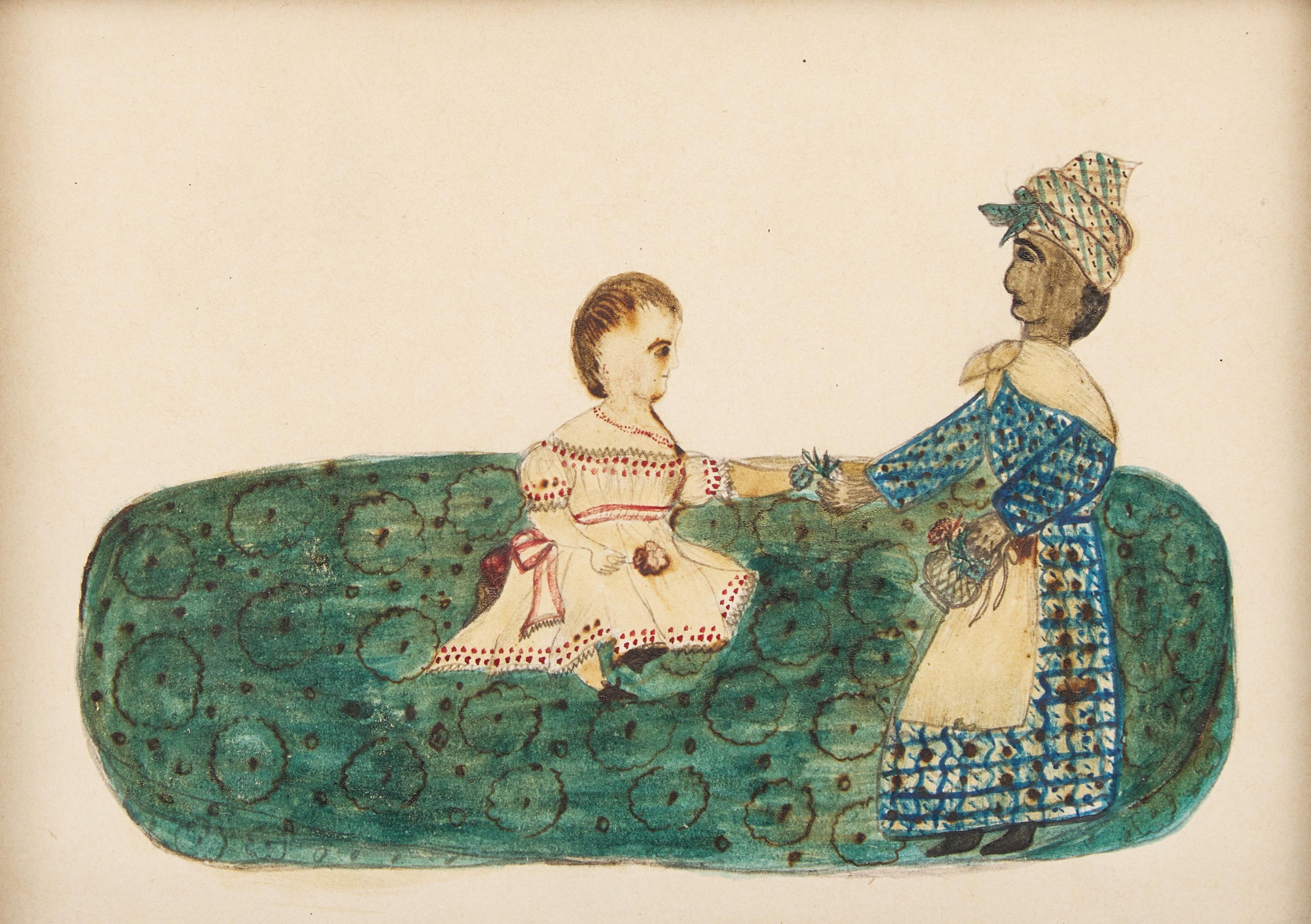 American School, 19th Century — Two Works: Nurse and Child , 1862