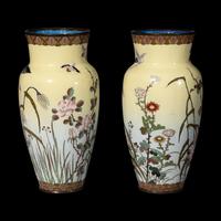 A Pair of Japanese Cloisonné Enamel Vases