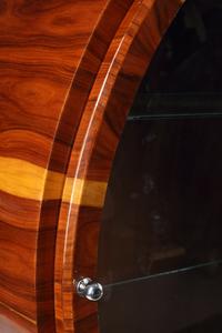 A Continental Various Woods Veneered Circular Vitrine Cabinet